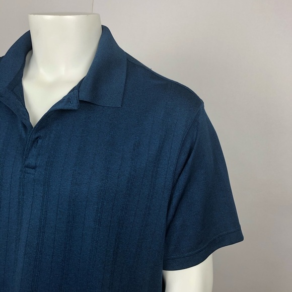 R&R Casual Mens XL Dark Navy Blue Striped Polo Tee - Picture 7 of 8